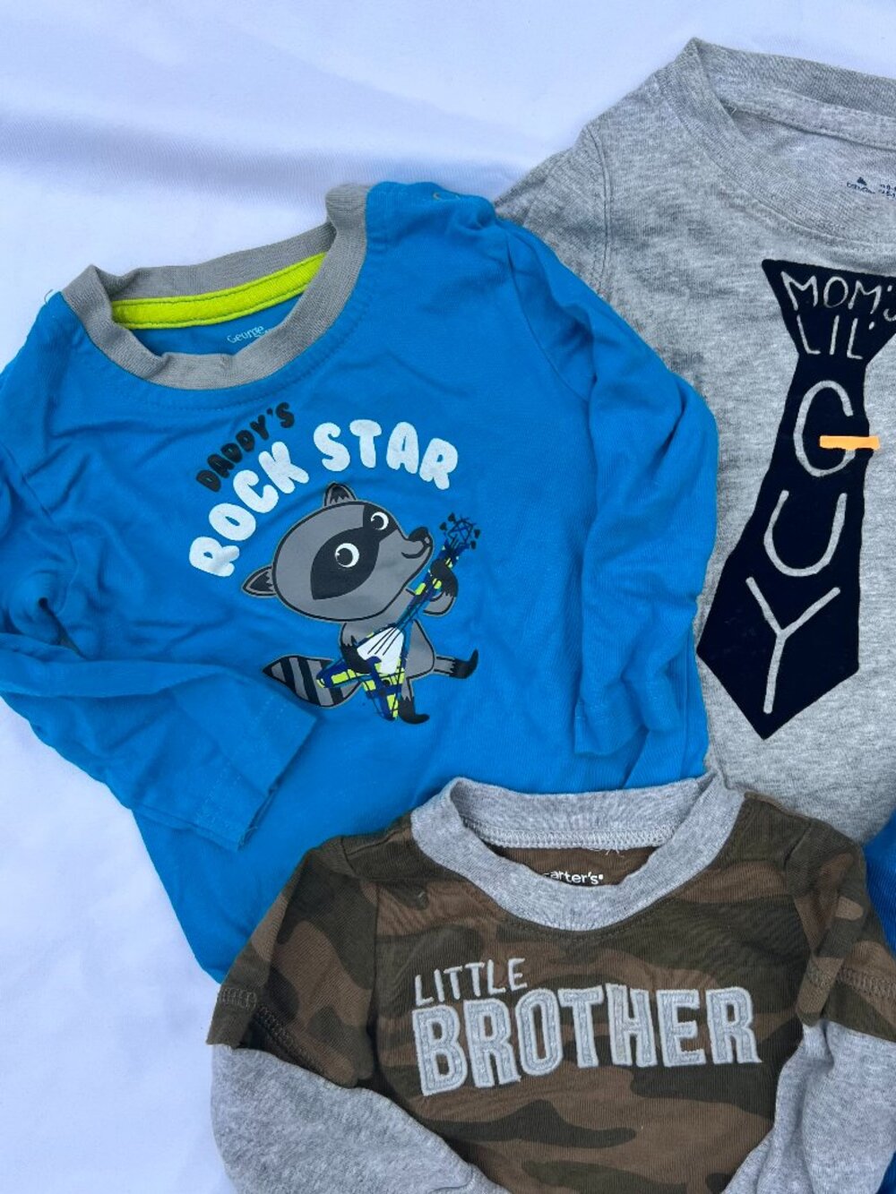 Boys 12M Long Sleeve Onesie Lot of 5 — Family Sentiment — Grandma Dad Mom — GUC - Picture 3 of 3